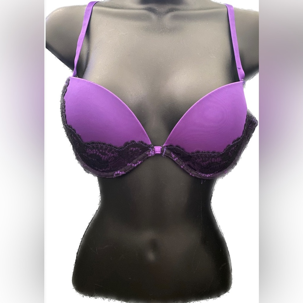 LS BLK/PURPL Push-up Plunge, 34C *P1036